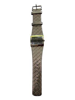 Personal Accents Silver Tone Rectangle Face Watch Woven Faux Leather Band (2690)